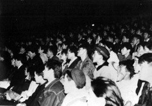 The crowd in in Ulan Bator, the capital of Mongolia, listening to David